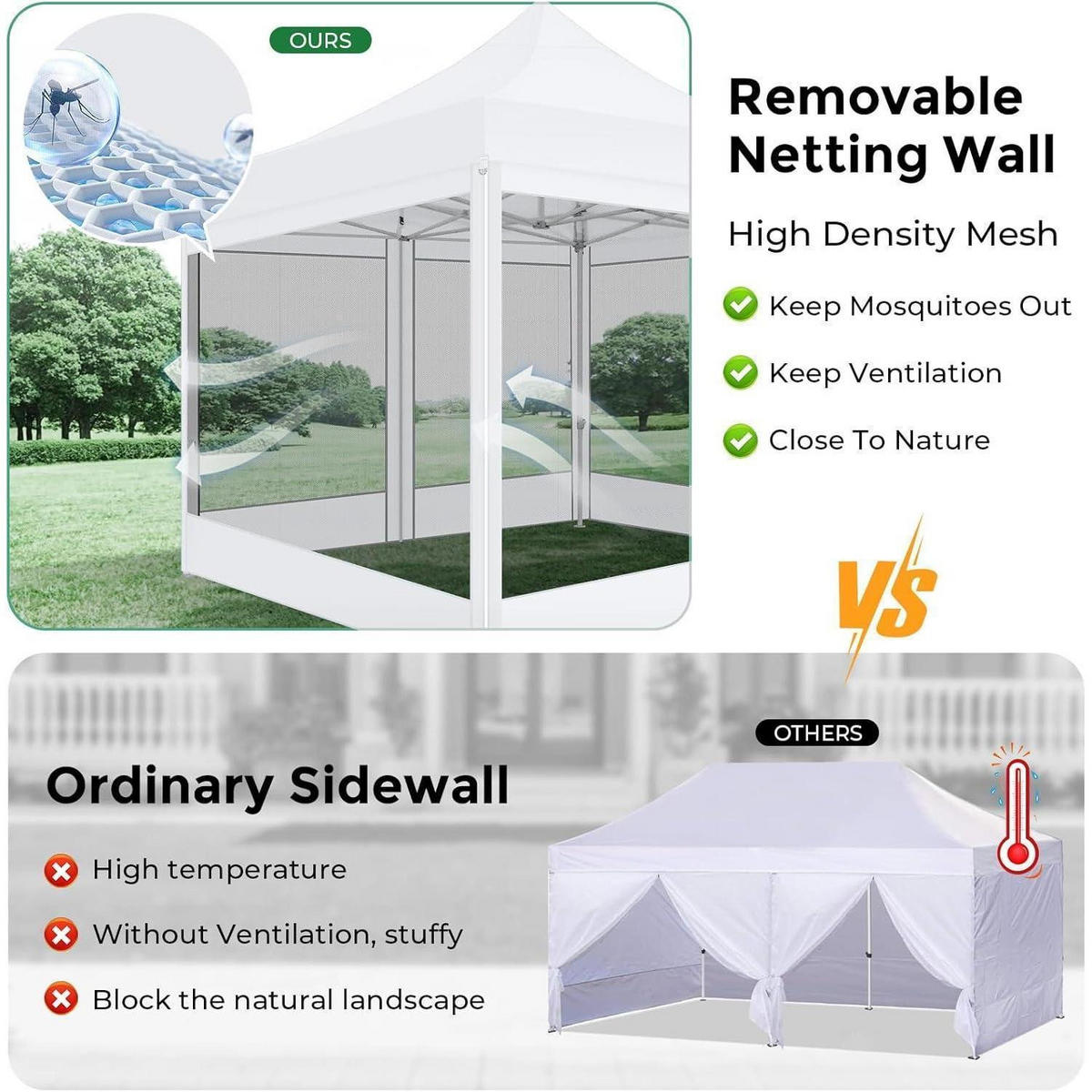 FALTPAVILLON 3x3m Wasserdicht mit 4 Seitenwänden und Moskitonetz - Weiß, Textil (300/335/300cm)