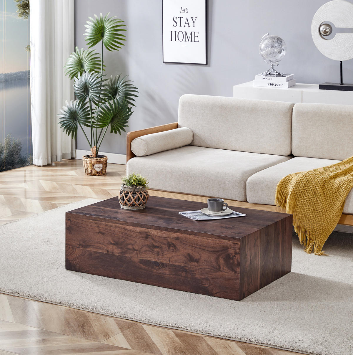 COUCHTISCH 90/50/30 cm ohne Montage, rechteckig in Nussbaum-Optik aus MDF, Walnuss - Walnussfarben, Holzwerkstoff (90/50/30cm) - Redom