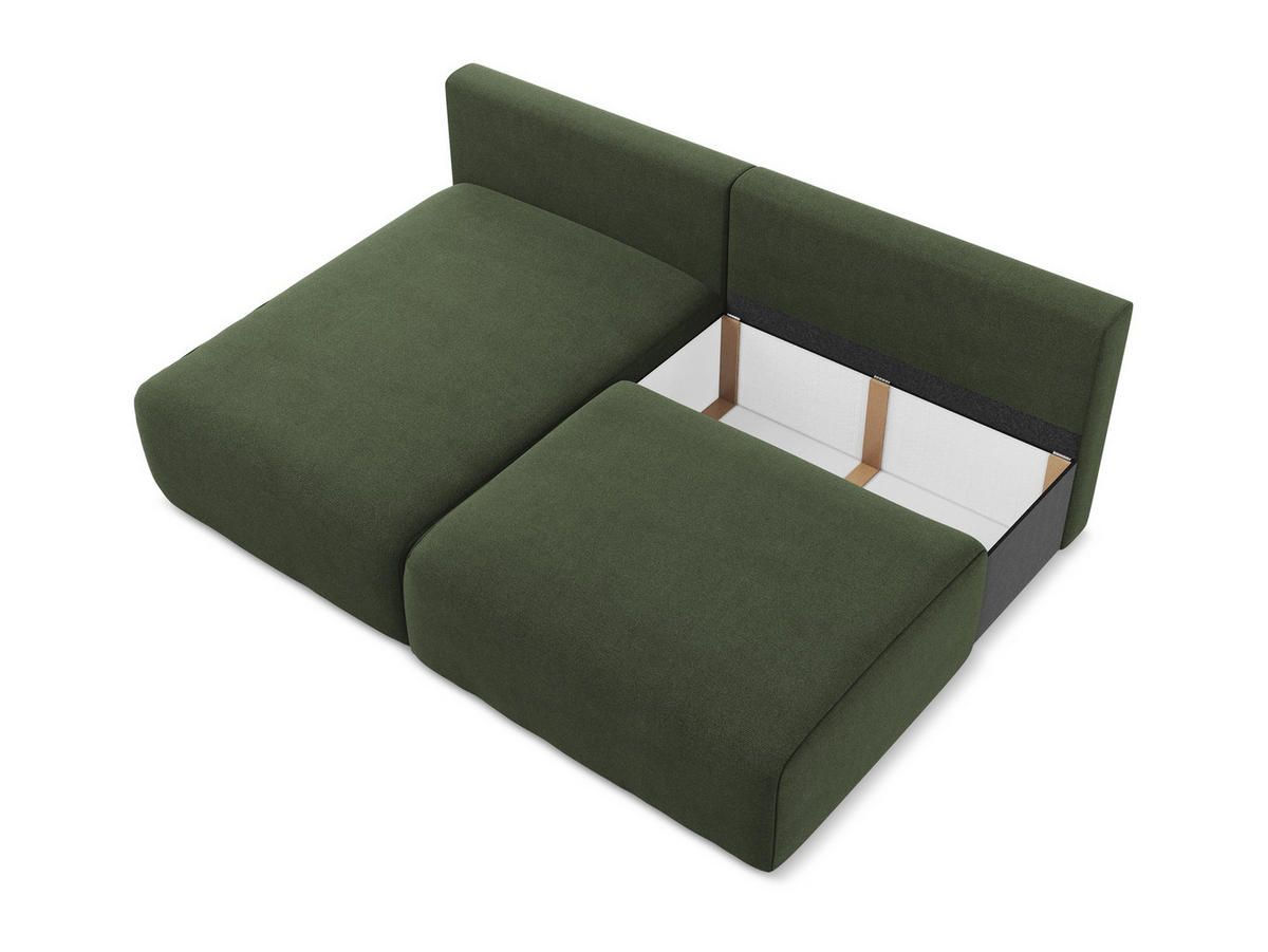 ECKSOFA mit Schlaffunktion links Strukturstoff Stoff Grün - Blau/Schwarz, Kunststoff/Textil (149/210cm) - Makamii