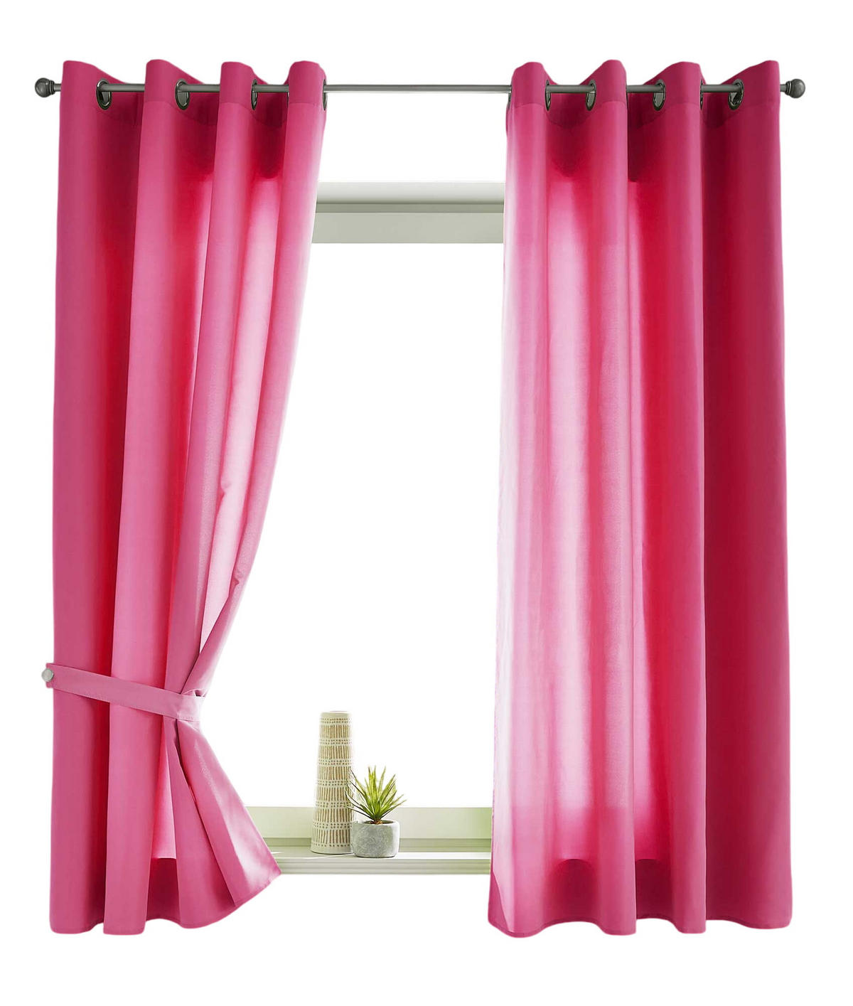 VORHANG 2ER SET BERLIN HxB 145x140cm Pink - Pink, Textil (140/145/145cm) - Gardinenbox