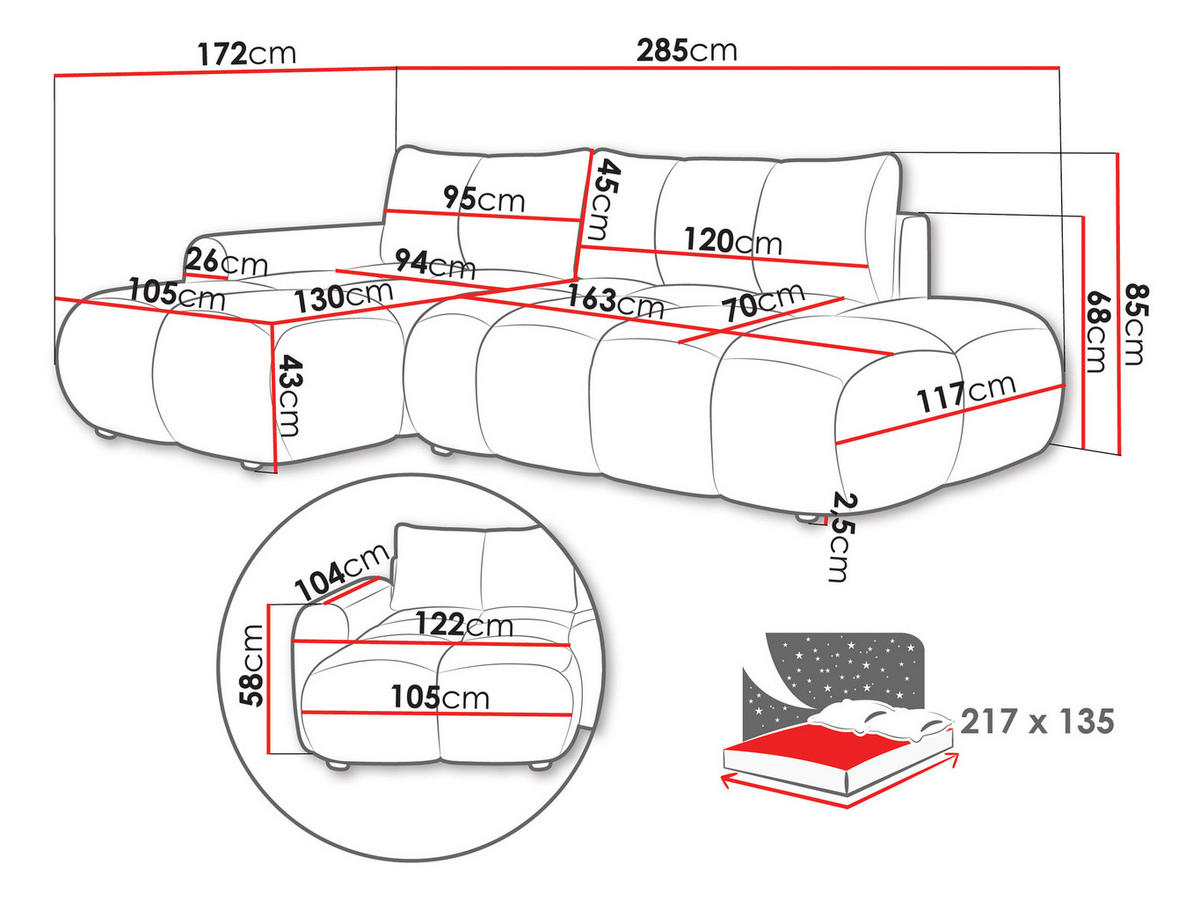 ECKSOFA Mitto O, Seite: Rechts - Hellbraun/Schwarz, Holz/Kunststoff (285/172cm) - MIRJAN24
