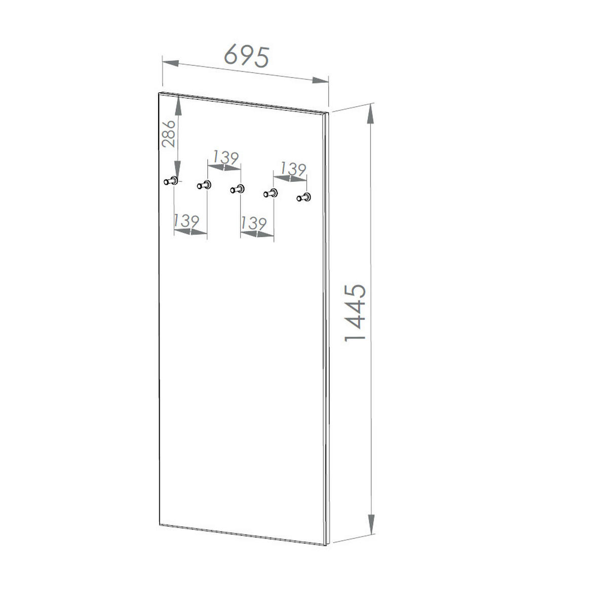 WANDPANEEL Oiven Schwarz 70 / 3 / 145cm - Schwarz, Holz/Holzwerkstoff (70/145/3cm) - Feldmann-Wohnen