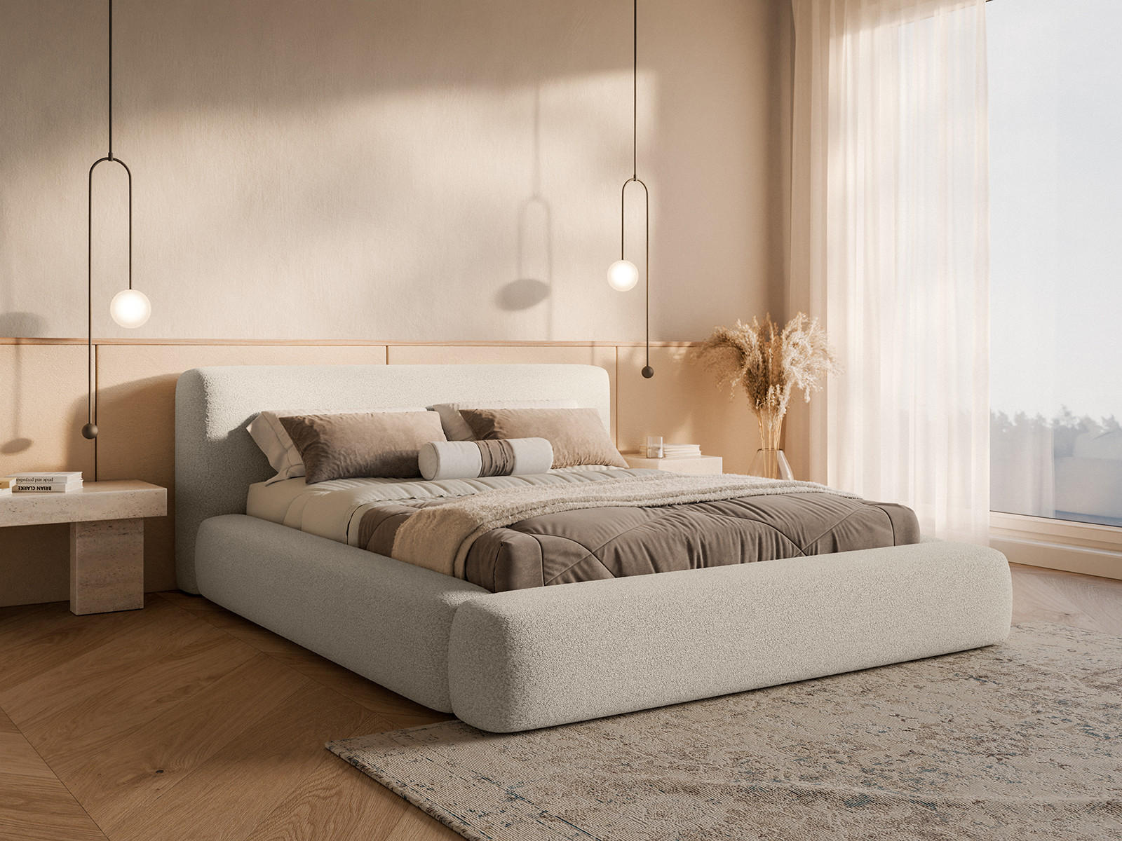 POLSTERBETT Fummo 200x200 cm, Beige - Beige, Textil (200/200cm) - Fedve