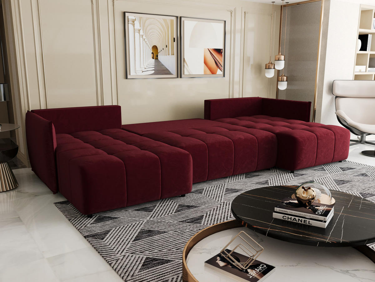 WOHNLANDSCHAFT Onil mit Schlaffunktion - Rot, Textil (342/88/190cm) - SIMKAM Furniture