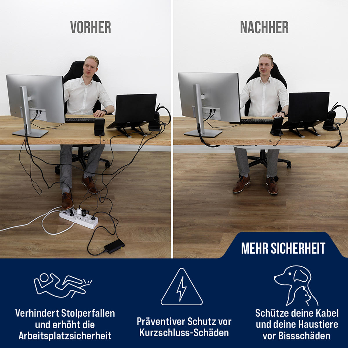 KABELMANAGEMENT Netz für den Schreibtisch, weiß - Weiß, Kunststoff (24/63.5/0.25cm) - Ultimate Setup