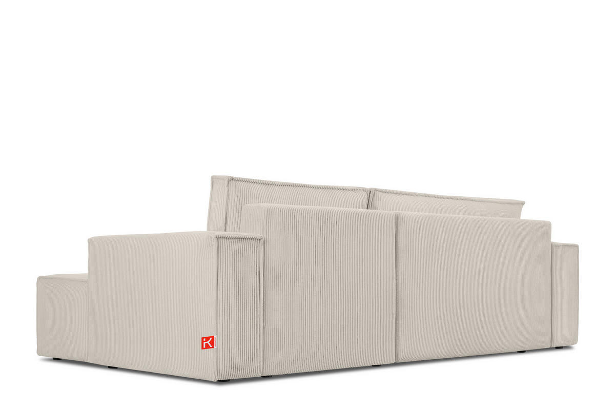 ECKSCHLAFSOFA-RECHTS NAPI in Pet Friendly Cord-Stoff, cremefarben - Creme/Schwarz, Textil (262/148cm) - KONSIMO®