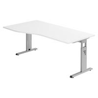 SCHREIBTISCH Serie-O 100/180/74 cm in Weiß/Silberfarben - Silberfarben/Weiß, Holzwerkstoff (100/180/74cm) - bümö