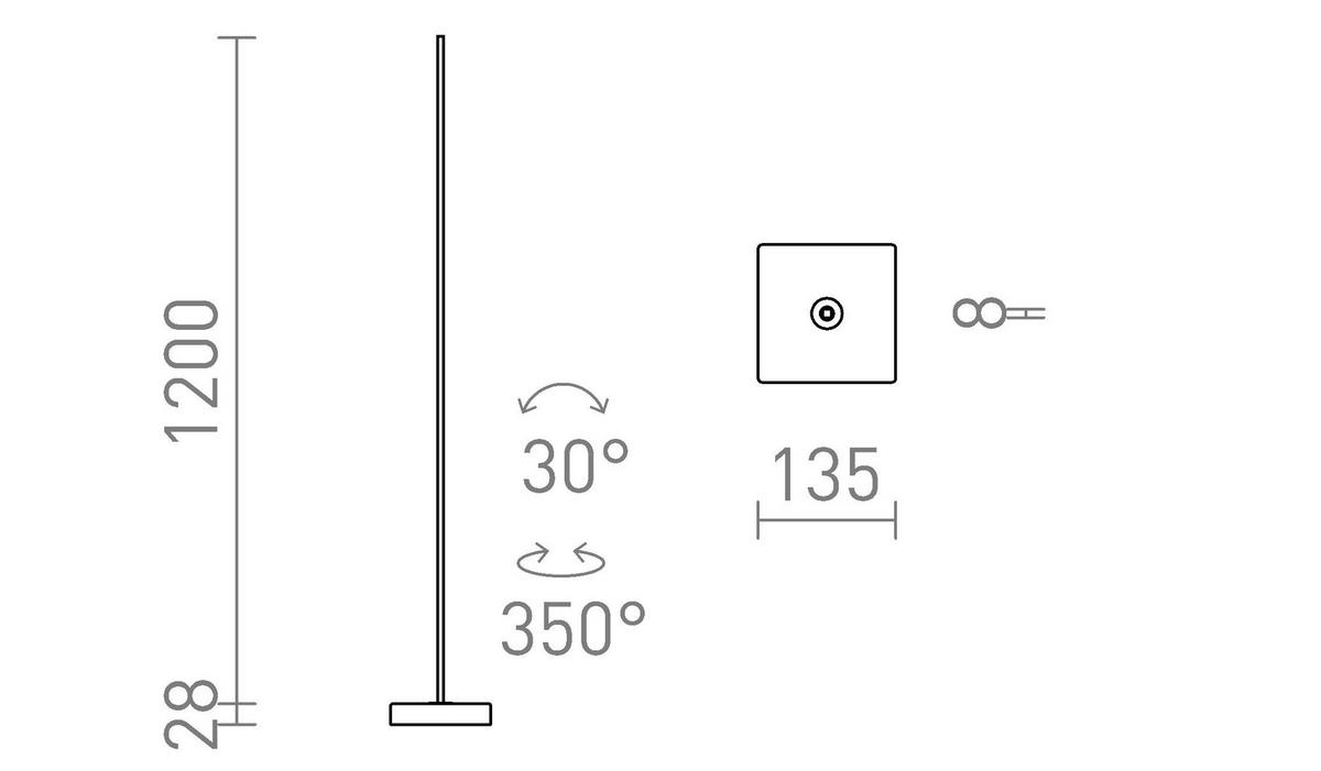 STEHLEUCHTE ANEMONA 120 Schwarz 15 W - Schwarz, Metall (134/134/123cm) - Rendl