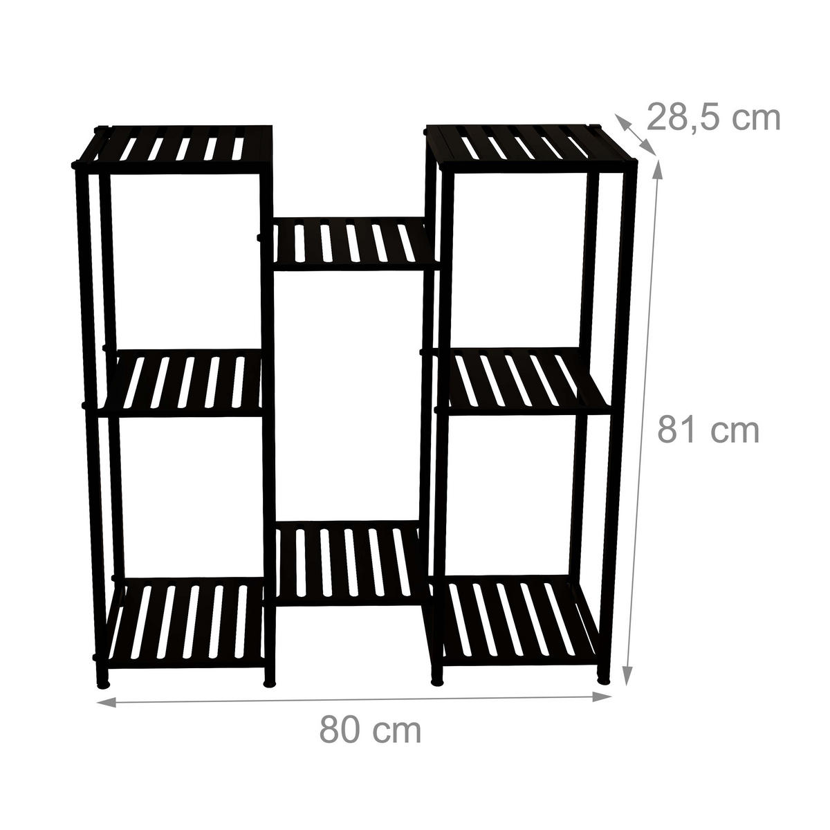 BLUMENREGAL - Schwarz, Metall (80/81/28.5cm) - Relaxdays