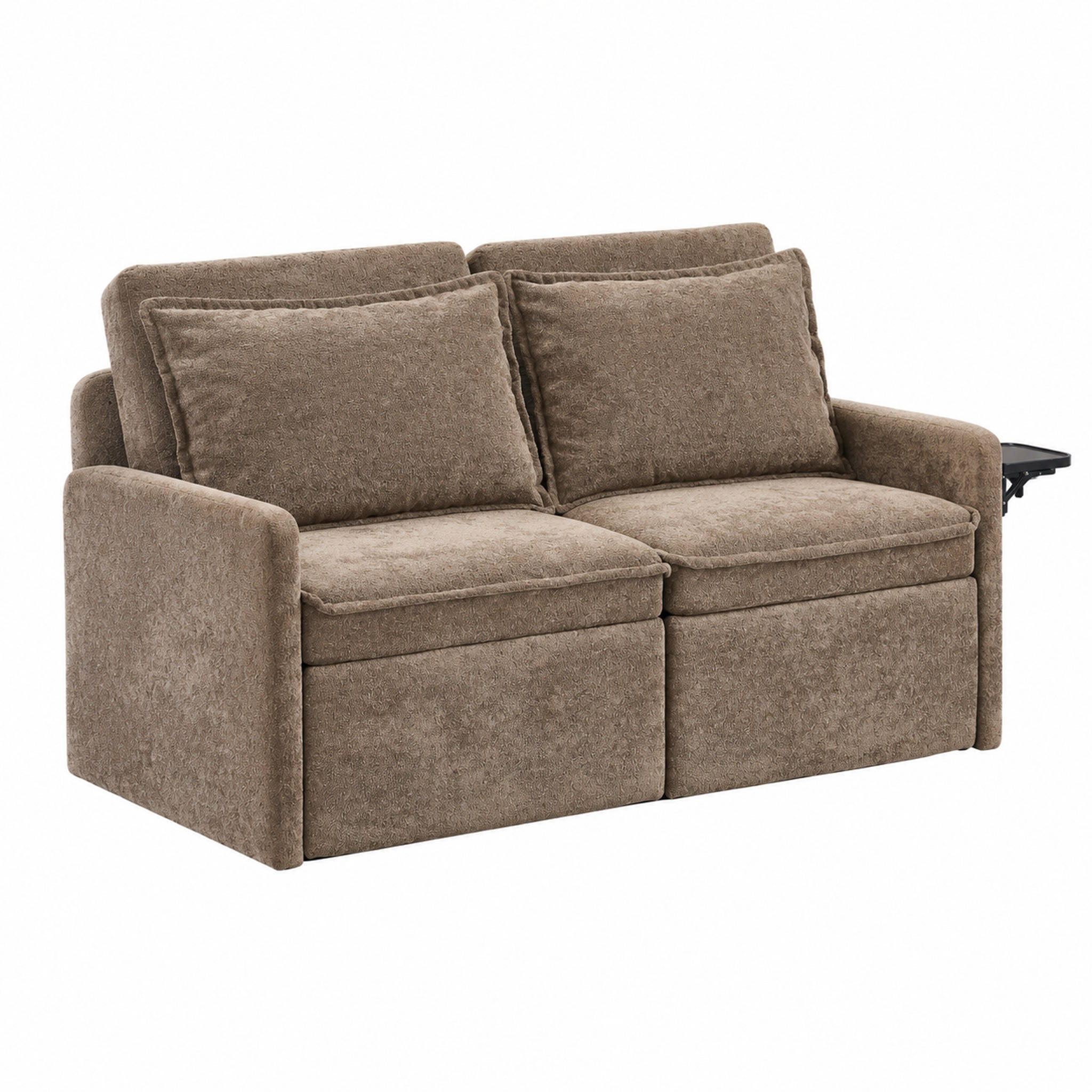 SOFA mit Schlaffunktion und verstellbarer Rückenlehne Braun Chenille - Braun, Holzwerkstoff (172.5/95/71cm) - Meubliv