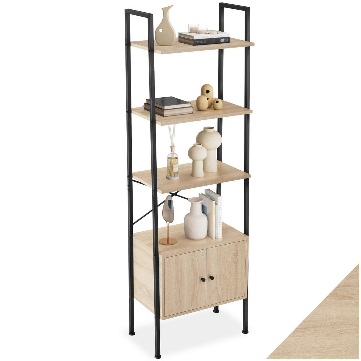 LEITERREGAL Brentwood,inklusive Kippschutz, 57,5 x 34 x 173 cm,Industrial Holz hell, Eiche Sonoma - Naturfarben, Holzwerkstoff (34/173/57.5cm) - tectake