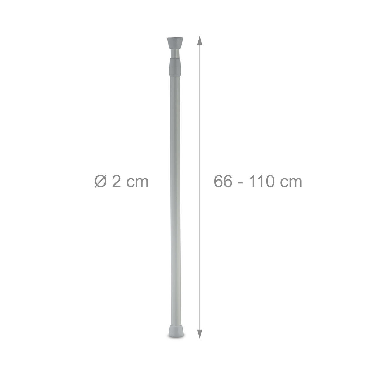 TELESKOPSTANGE - Grau, Kunststoff/Metall (2.5/110cm) - Relaxdays