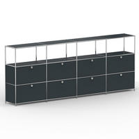 HOCHSCHRANK, 4 offene Fächer, 8 Klappen, Breite 302 cm, Anthrazit - Chromfarben/Silberfarben, Metall (40/118/302.2cm) - Versee