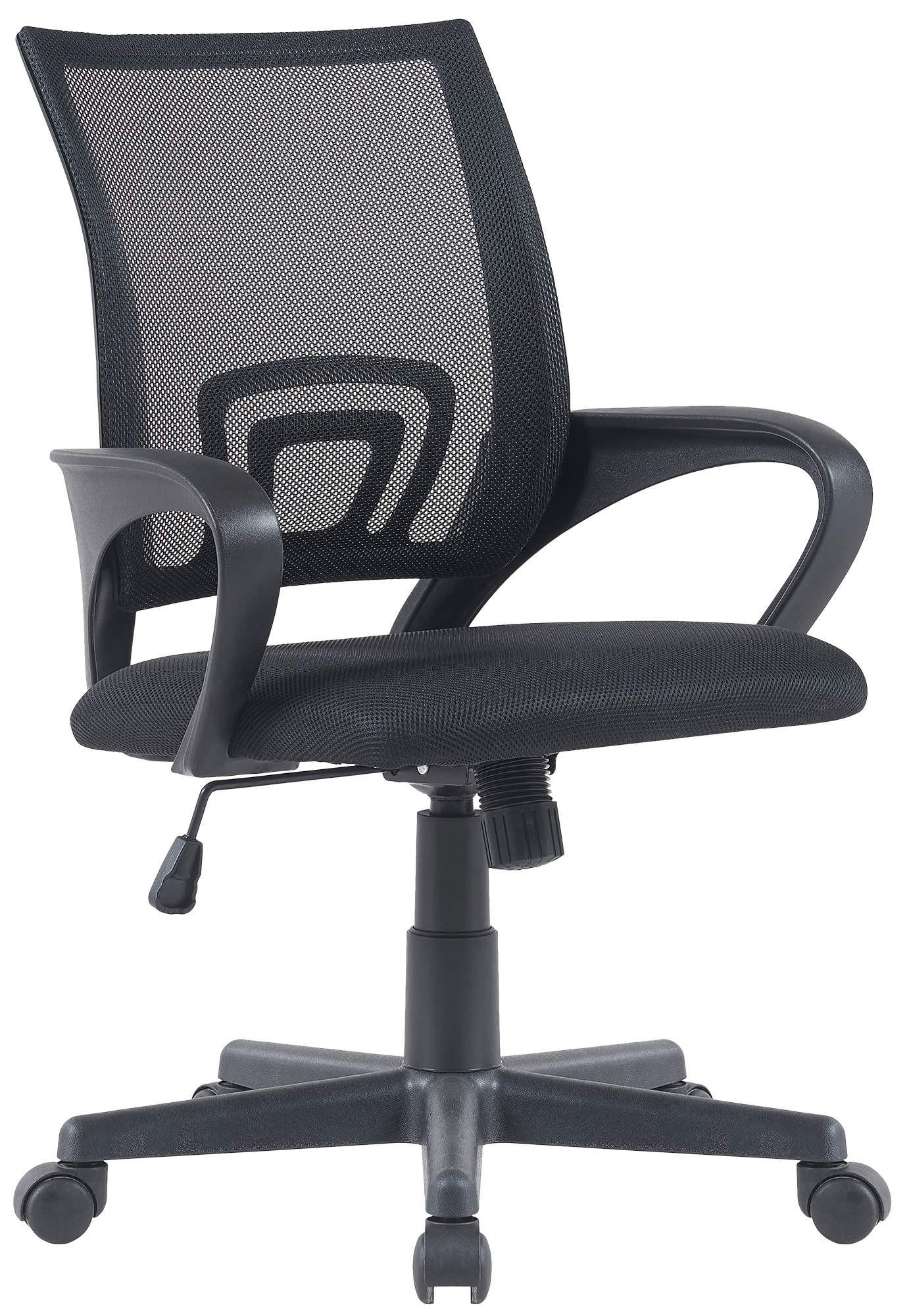 DREHSTUHL Lederlook Schwarz - Schwarz, Kunststoff/Textil (59/88/52cm) - CLP