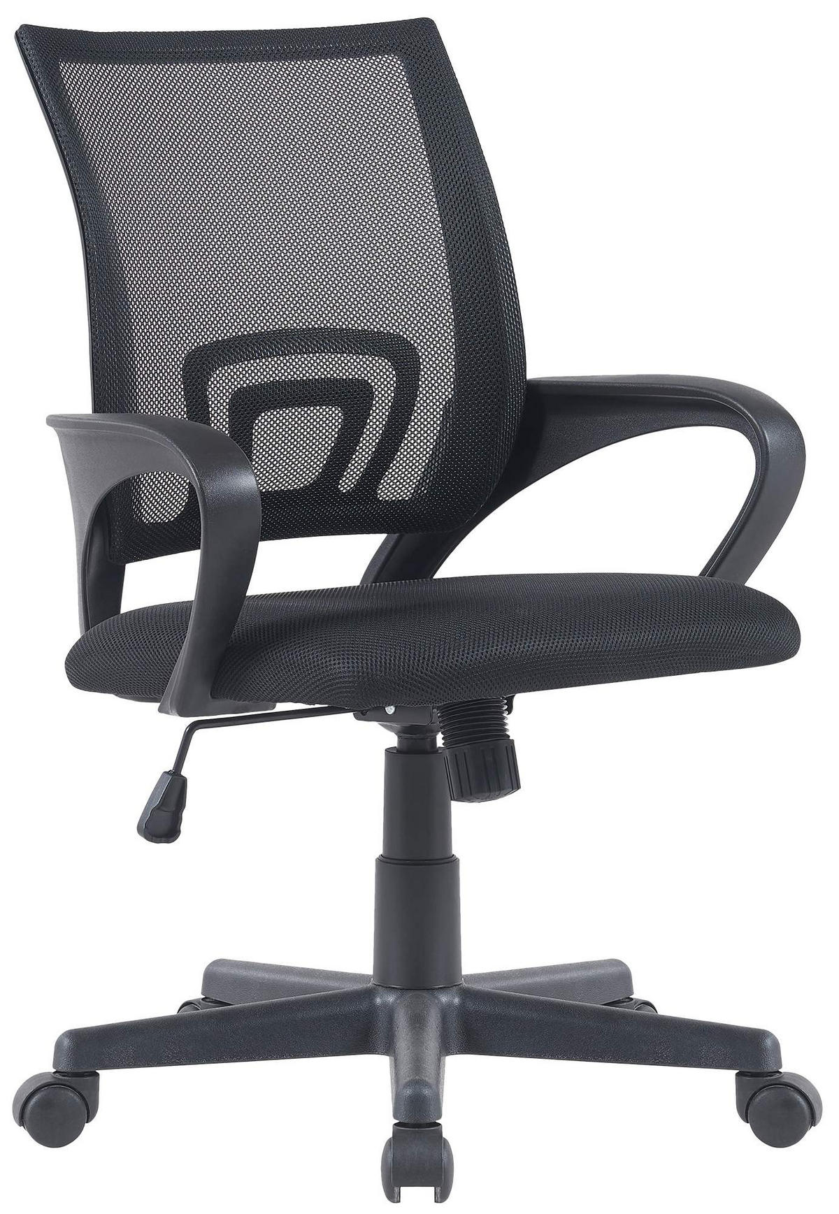 DREHSTUHL Lederlook Schwarz - Schwarz, Kunststoff/Textil (59/88/52cm) - CLP