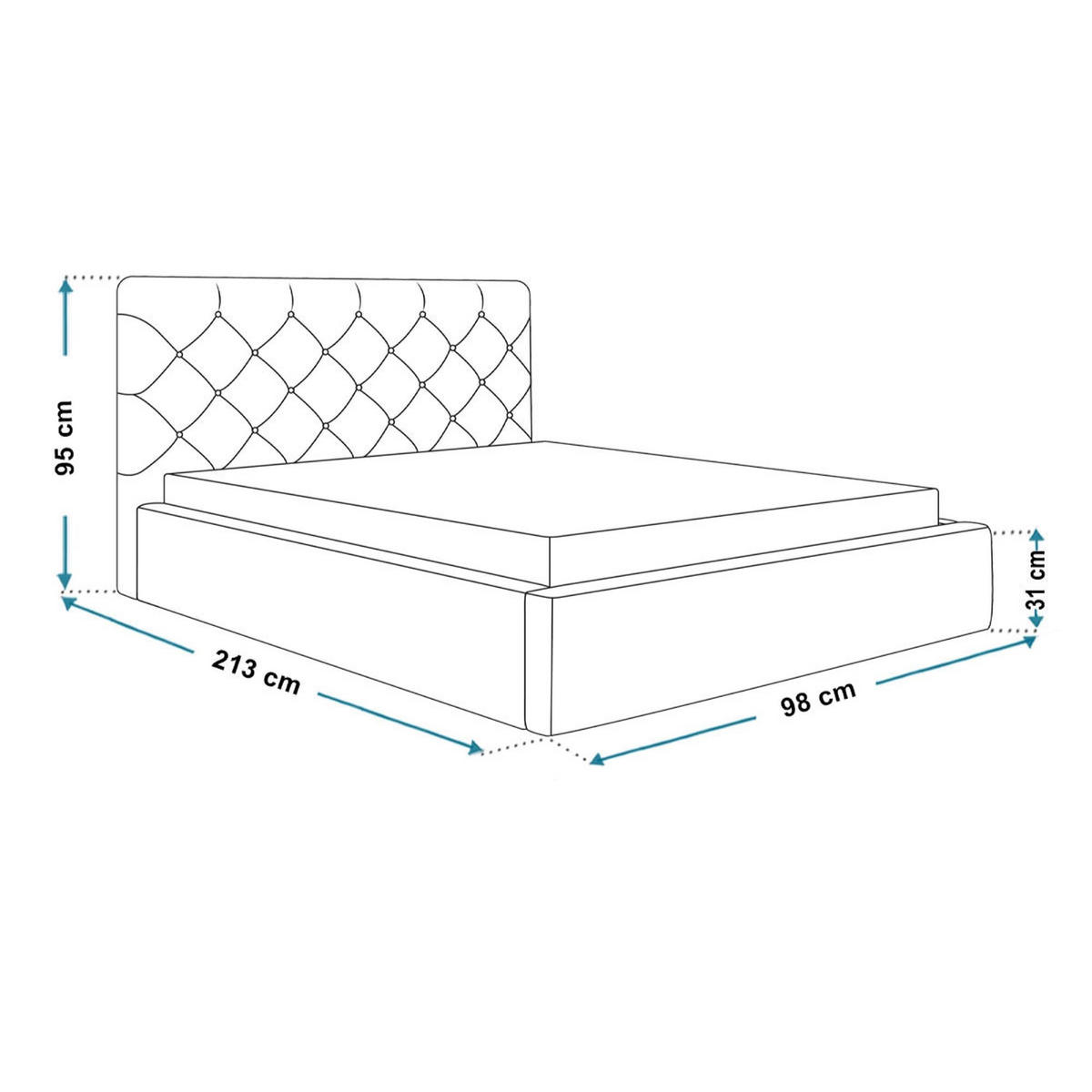 BETT 90x200 - Polsterbett mit Bettkasten und Metallrahmen - Elegant Betten - Weicher Jasminstoff - Kollektion Boston, Grau - Grau, Holz/Textil (90/200cm) - Alpi-Möbel