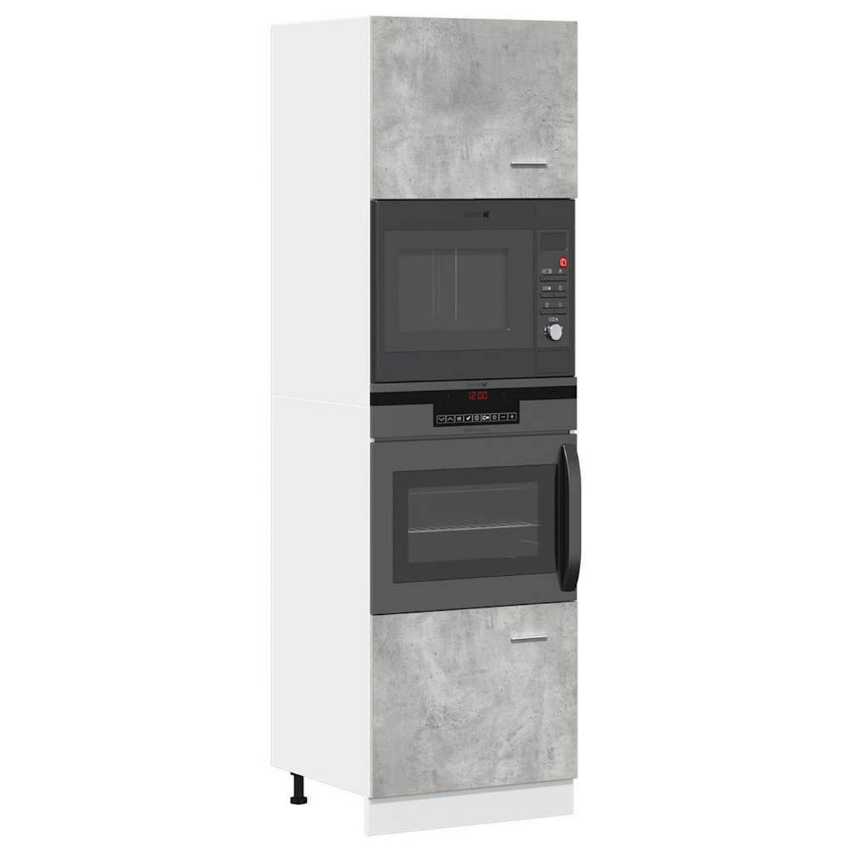 MIKROWELLENSCHRANK Lyon mit 2 Türen 60/57/207 cm aus Holzwerkstoff Betongrau - Hellgrau, Holz (60/207/57cm) - vidaXL