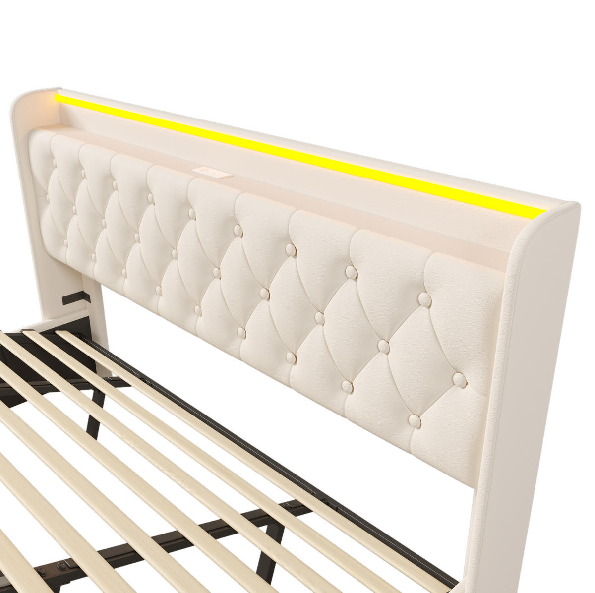 POLSTERBETT mit LED und Stauraum 180x200 cm PU White - Weiß, Metall (180/200cm) - Meubliv