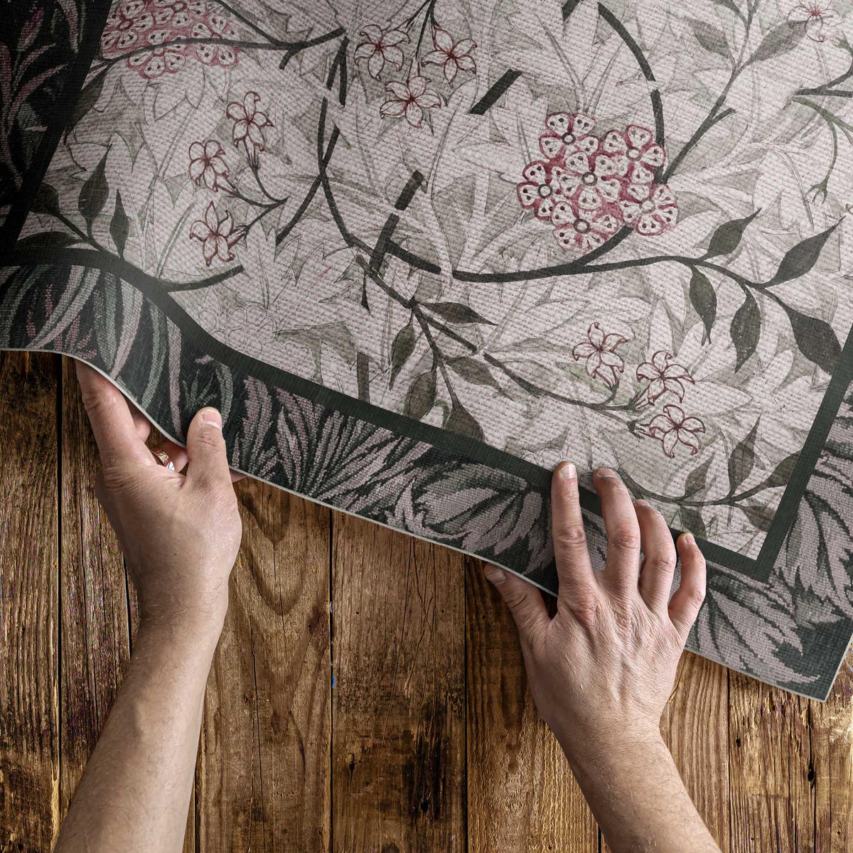 TEPPICH 150x225 cm Jasmin Skizze von William Morris - Pink, Kunststoff (150/225cm) - Wallfluent