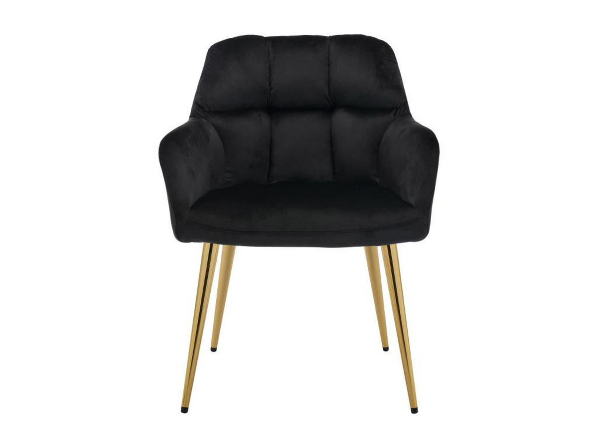 STUHL mit Armlehnen 6er-Set - Samt & goldfarbenes Metall - Schwarz - PEGA - Schwarz, Textil (62/78/58.5cm) - Pascal Morabito