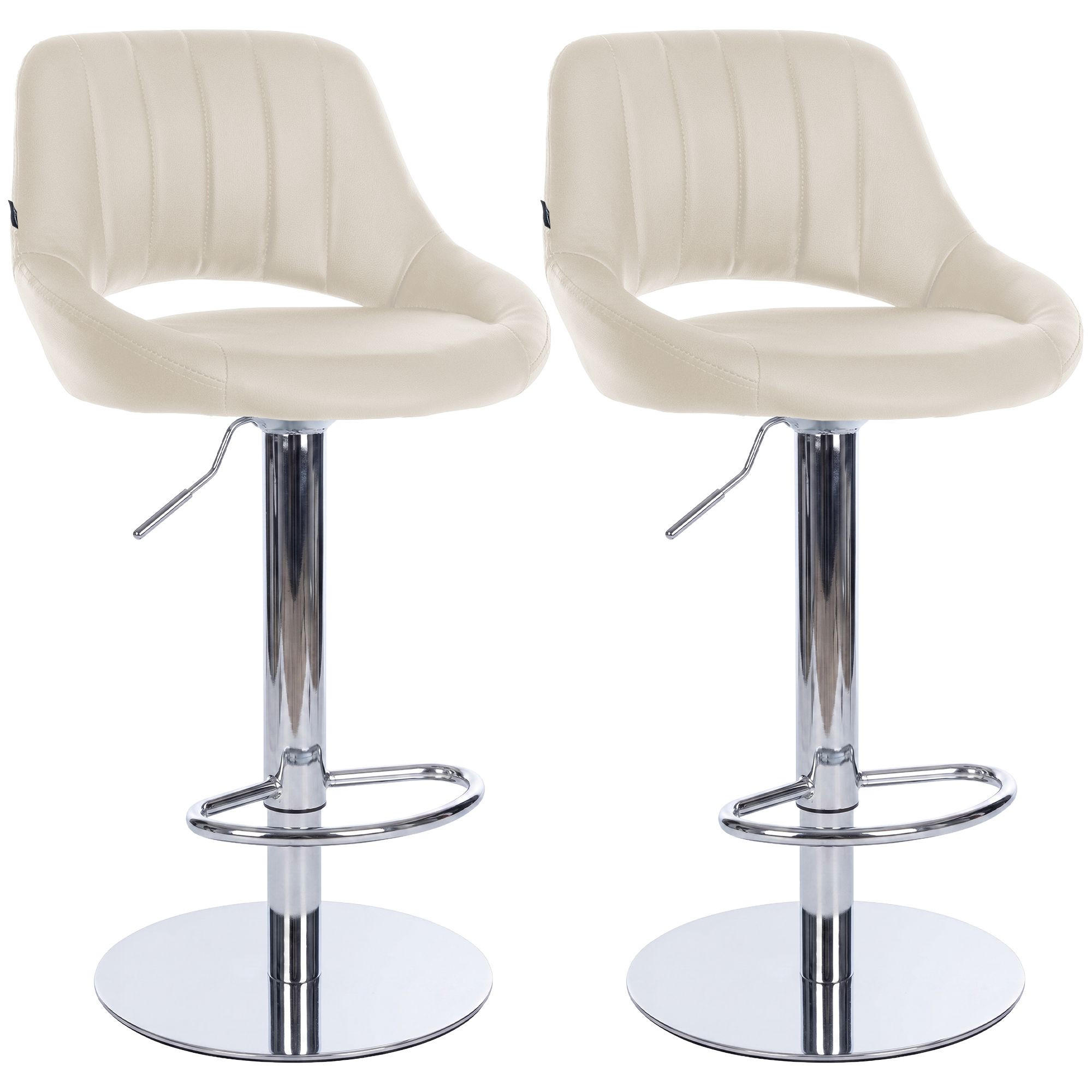 BARHOCKER 2er Set Lederlook Creme - Chromfarben/Creme, Textil/Metall (47/83/48cm) - CLP