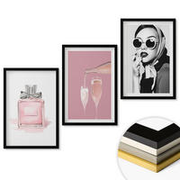 WANDBILDER 3er-Set - 40x60 cm Schwarzer Rahmen - Stilvolle pinkfarbene Accessoires - Schwarz, Kunststoff (40/60cm) - ArtPrintCave