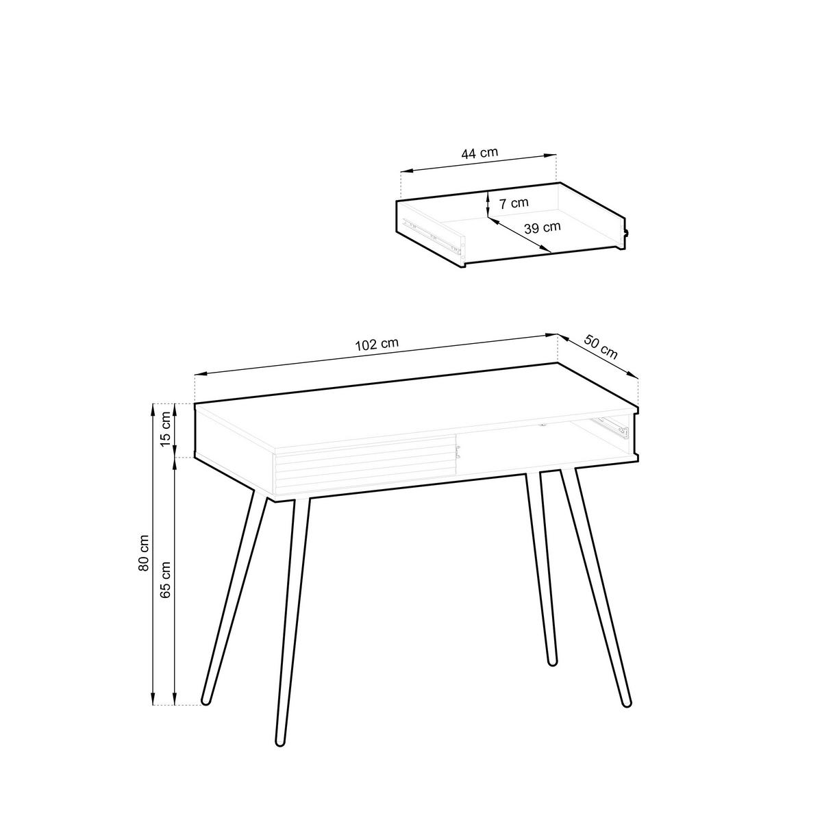 SCHMINKTISCH Schwarz - T-102, Hochglanz, Schubladen Push-to-Open 102x50x80 cm Schwarz/Schwarz - Schwarz, Holzwerkstoff/Kunststoff (50/102/80cm) - DomoHome
