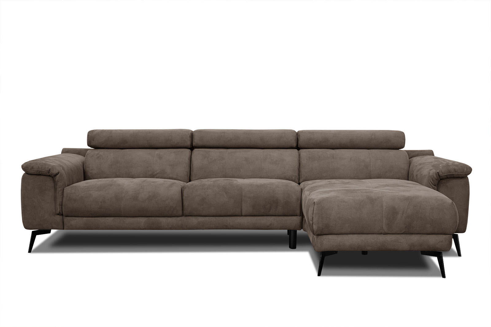 ECKSOFA FIERO 4-Sitzer, dunkelbraun - Dunkelbraun/Schwarz, Holzwerkstoff/Textil (288/170cm) - Courtois Laville