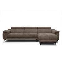 ECKSOFA FIERO 4-Sitzer, dunkelbraun - Dunkelbraun/Schwarz, Holzwerkstoff/Textil (288/170cm) - Courtois Laville