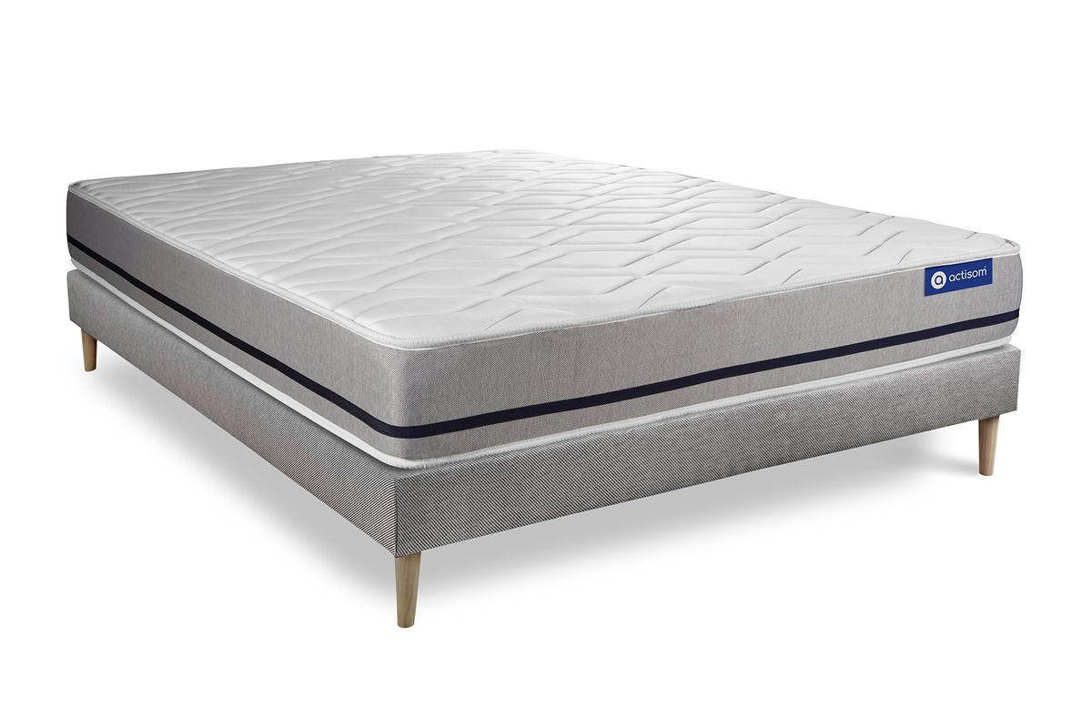 BETT Actilatex soft Latex und Memory-Schaum 140 x 200 cm h2 - Kit Bettgestell Grau - Beige/Grau, Karton/Holz (140/200cm) - ACTISOM