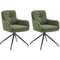 ESSZIMMERSTUHL 2er Set Halberg Stoff grün - Schwarz/Grün, Textil/Metall (58/85/63cm) - TPFLiving