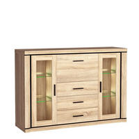 KOMMODE MALAGA 157/111/45cm mit 3 Schubladen 3 Türen Sonoma Eiche - Sonoma Eiche, Holzwerkstoff (157/111/45cm) - MASSENO