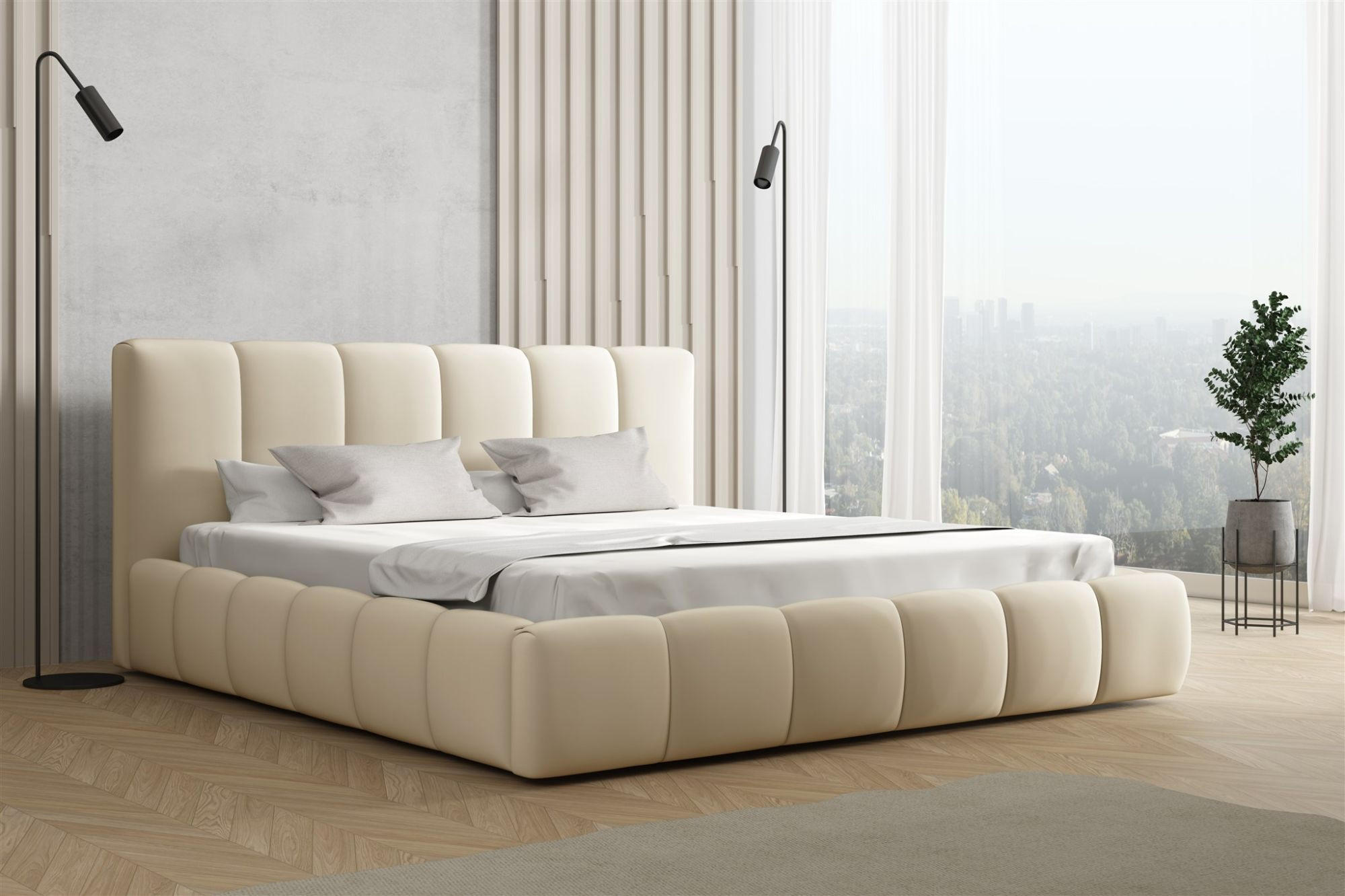 POLSTERBETT Giulia Magic Velvet - Creme, Holzwerkstoff/Textil (200/200cm) - Fun Möbel