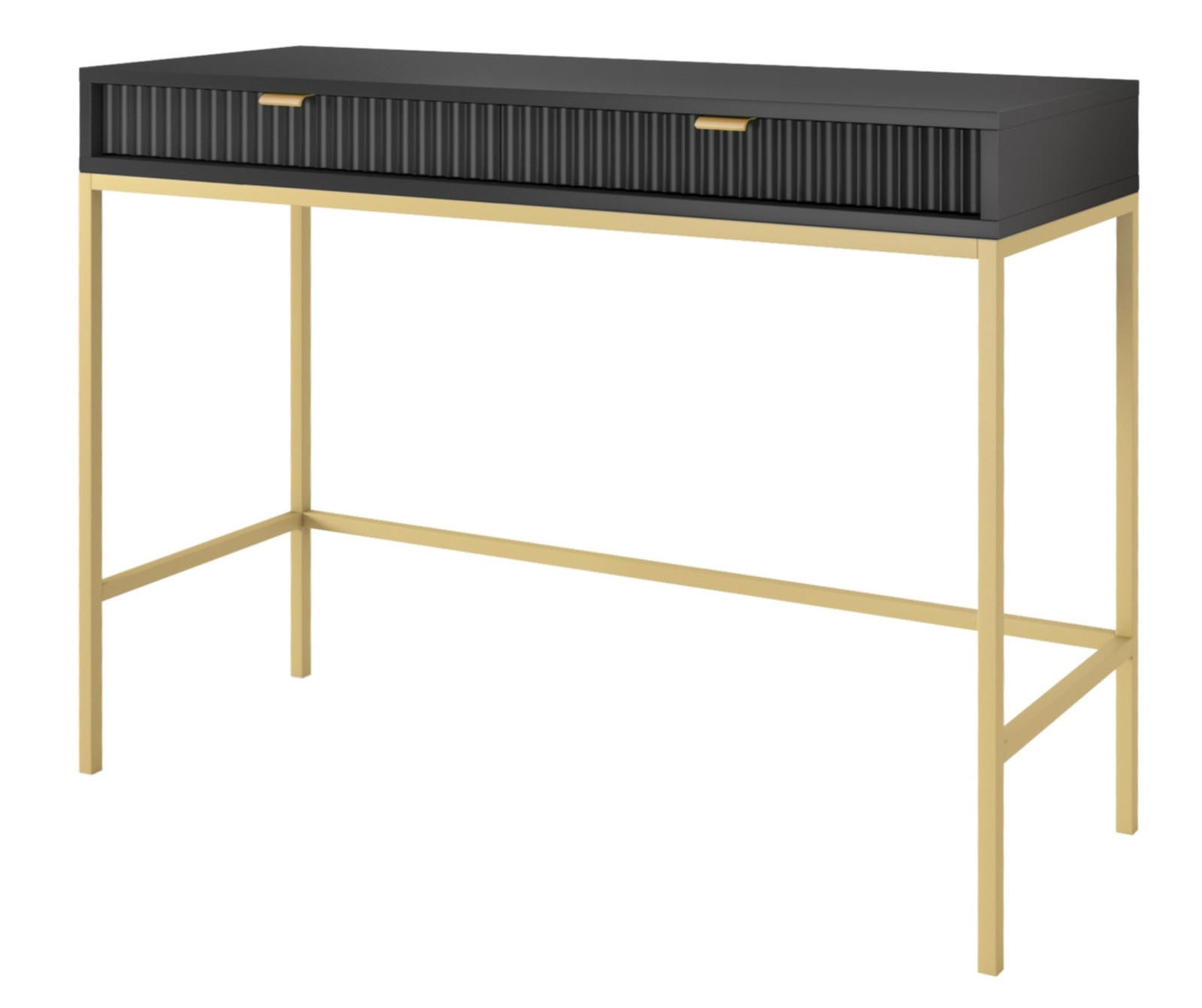 SCHMINKTISCH Kioto in Schwarz mit Metallbeinen - Goldfarben/Schwarz, Holzwerkstoff/Metall (50/104/77cm) - Ravio