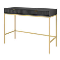 SCHMINKTISCH Kioto in Schwarz mit Metallbeinen - Goldfarben/Schwarz, Holzwerkstoff/Metall (50/104/77cm) - Ravio