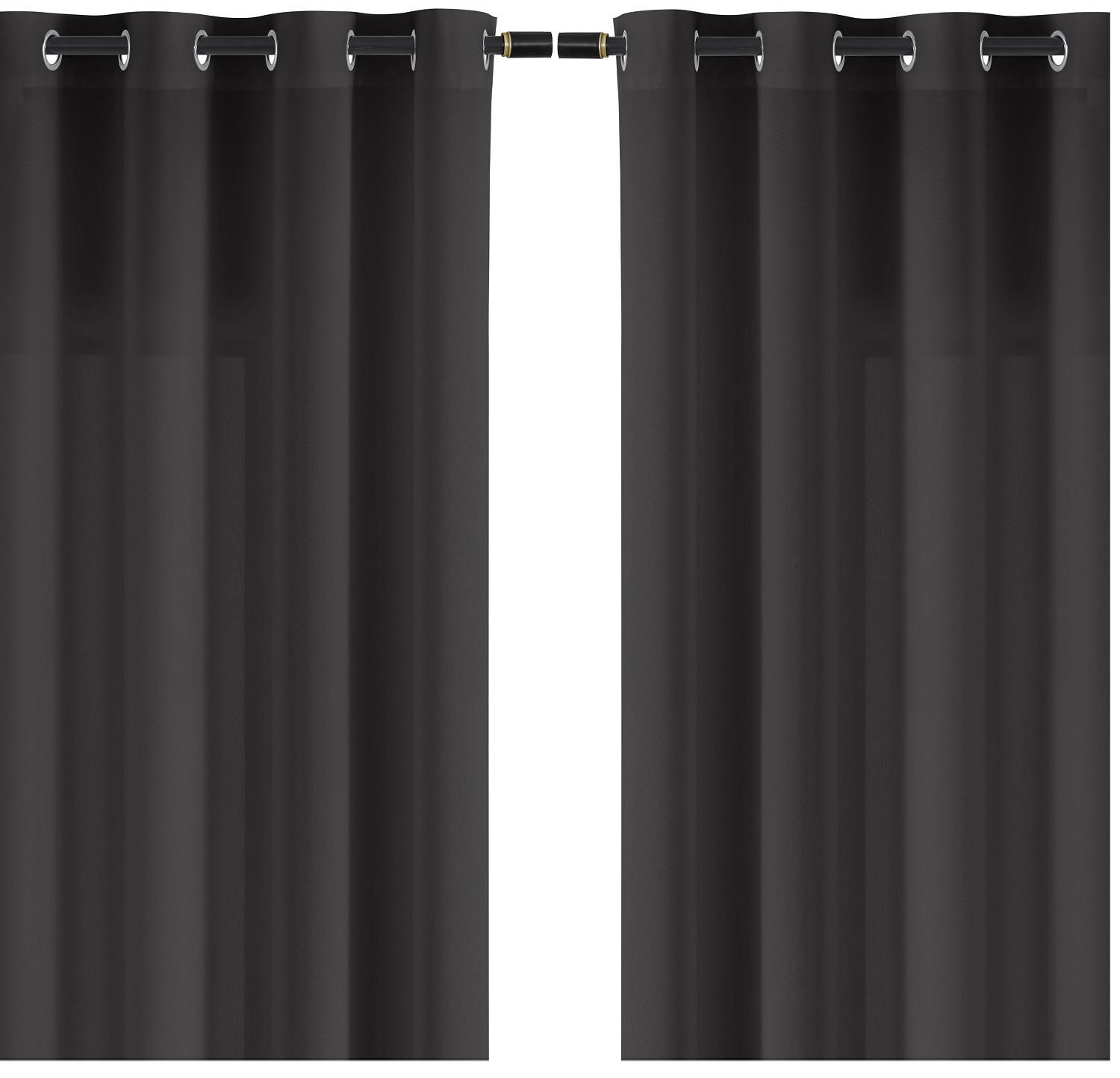 VORHANG 2er Set Blickdicht dunkelgrau 140/245 cm mit Ösen - Dunkelgrau, Textil (140/245cm) - wometo