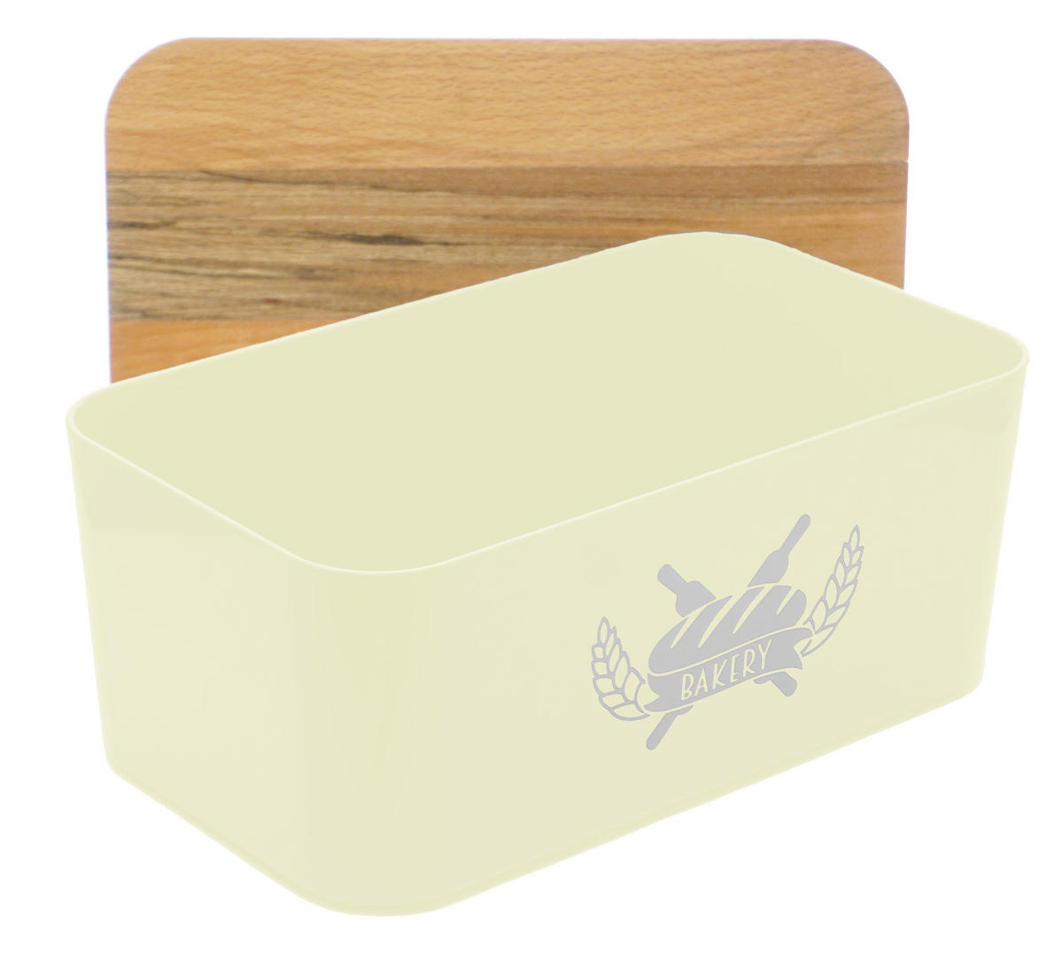 BROTKASTEN mit Bambus Schneidebrett beige - Beige, Kunststoff (15/22/36cm) - Lashuma