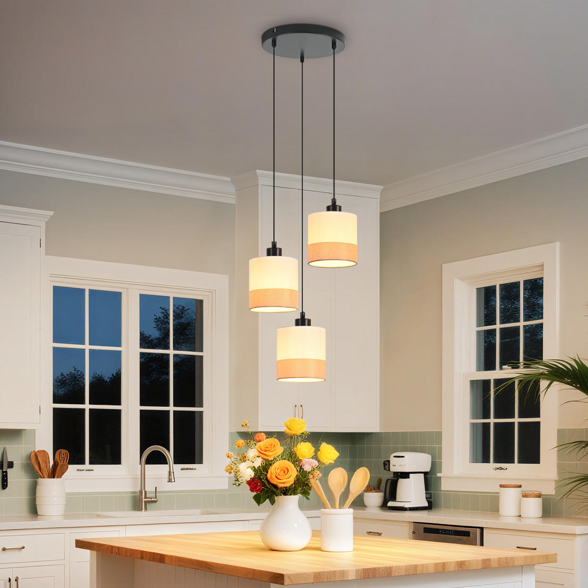 PENDELLEUCHTE Seraphina 25/25/120 cm - Weiß, Kunststoff/Metall (25/25/120cm) - ZMH