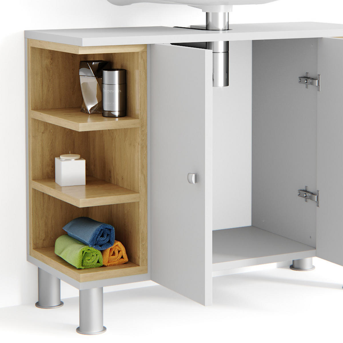 WASCHBECKENUNTERSCHRANK Aquis Weiß 79.6 x 64 cm - Weiß, Holzwerkstoff (79.6/64/32cm) - Vicco