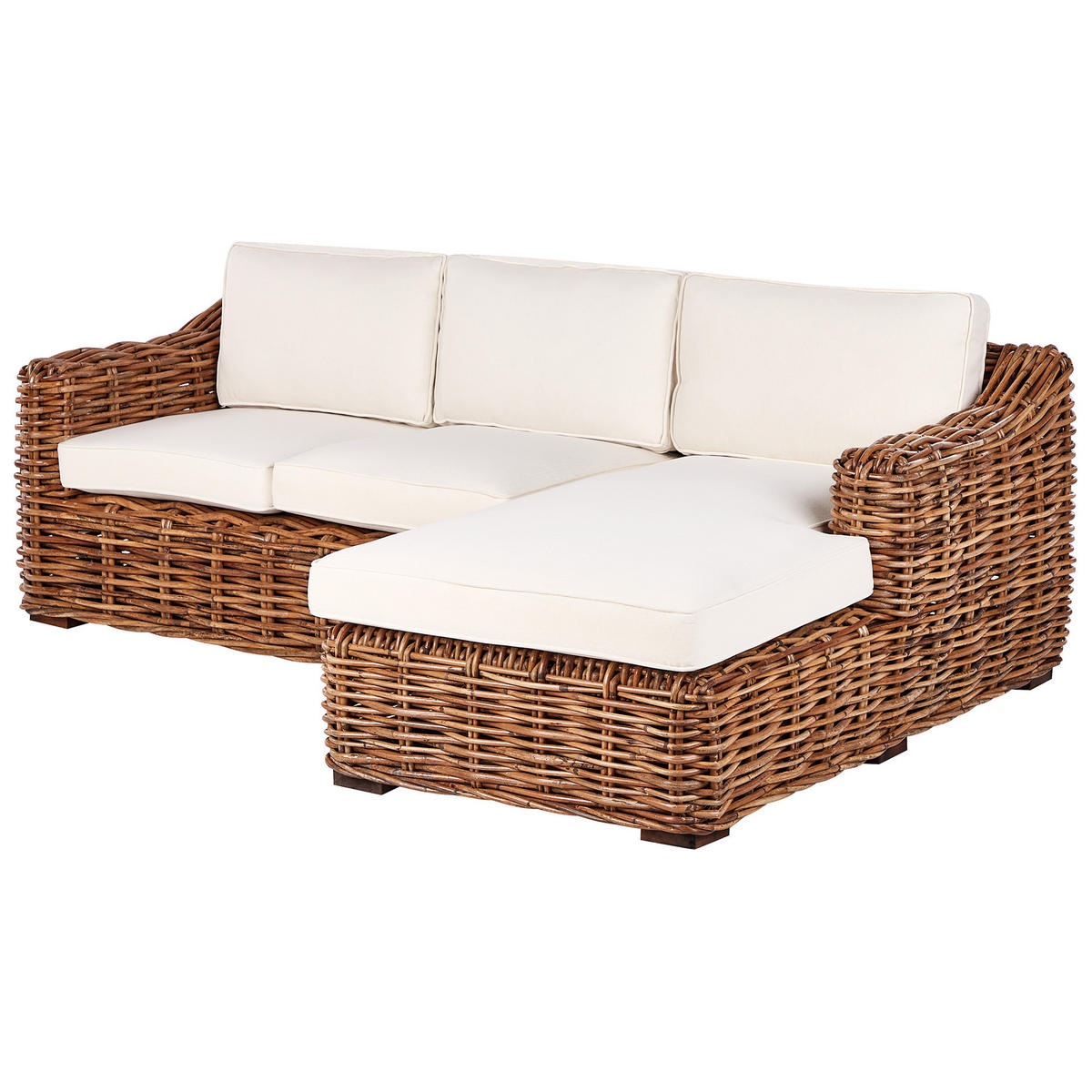 GARTEN-ECKSOFA 3-Sitzer Beige Briatico - Beige/Naturfarben, Naturmaterialen (230/85/150cm) - Beliani
