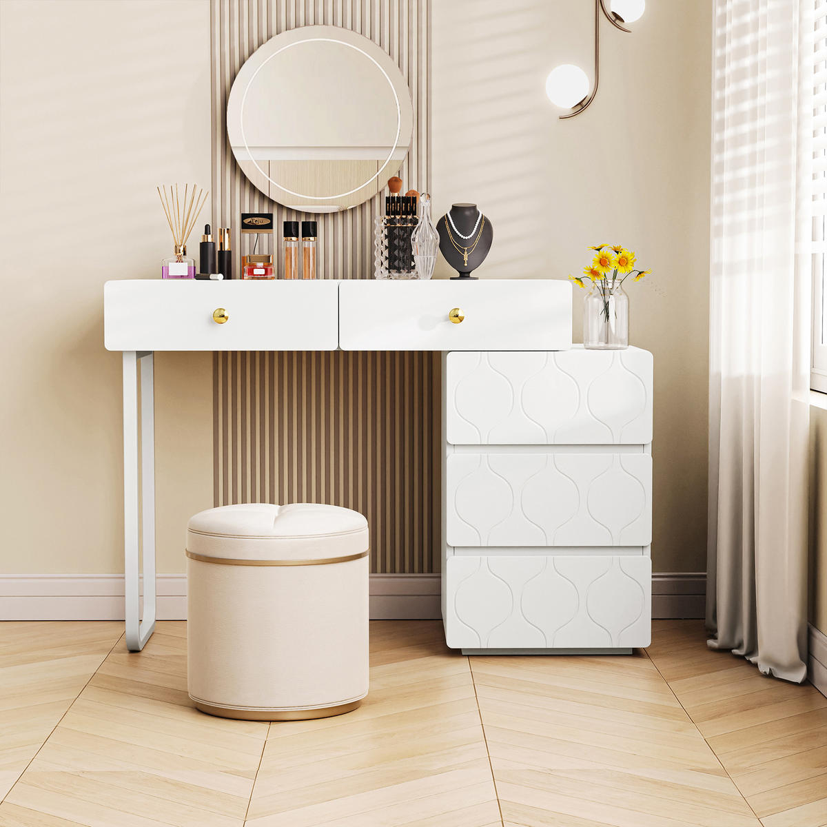 KONSOLENTISCH mit Metallfüßen und Rillen-Design - Schwarz, Holzwerkstoff/Metall (37.5/120/80cm) - Urban Meuble