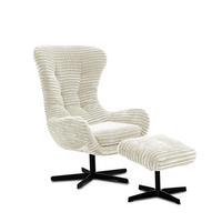 SESSEL MONACO 1-Sitzer, Cordstoff ecru - Ecru/Schwarz, Holz/Textil (74/116/84cm) - Courtois Laville