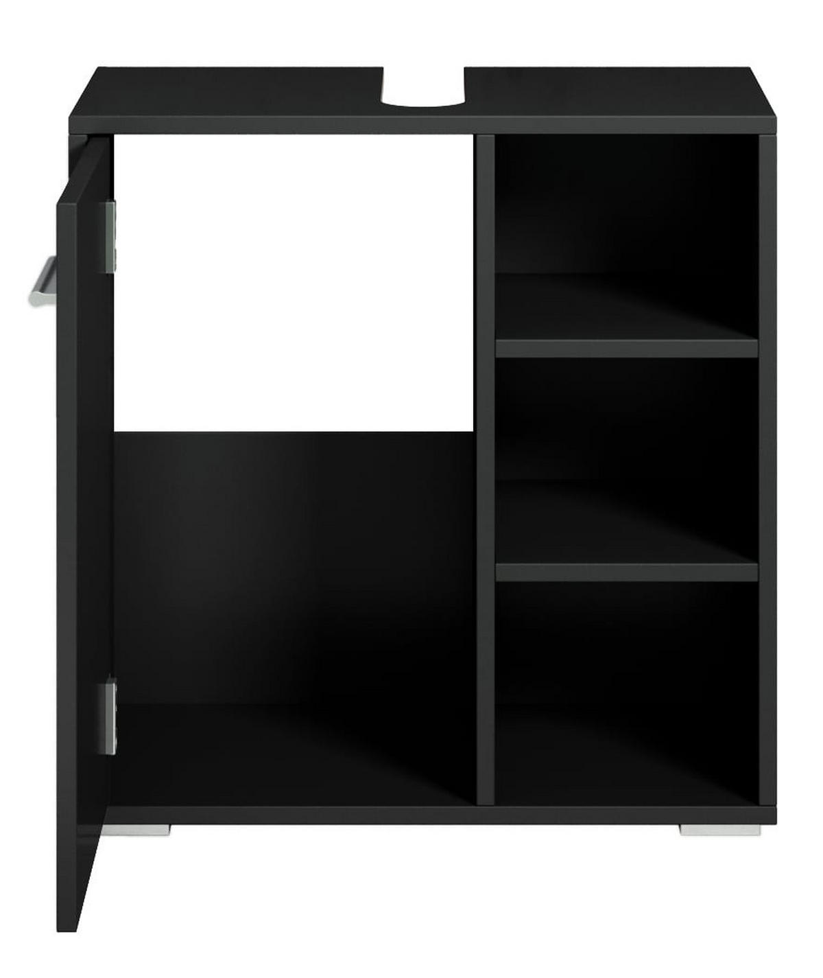 WASCHBECKENUNTERSCHRANK Neptunus 1 Tür Schwarz - 60 x 30 x 60 cm - Schwarz, Holz (60/60/30cm) - Badplaats
