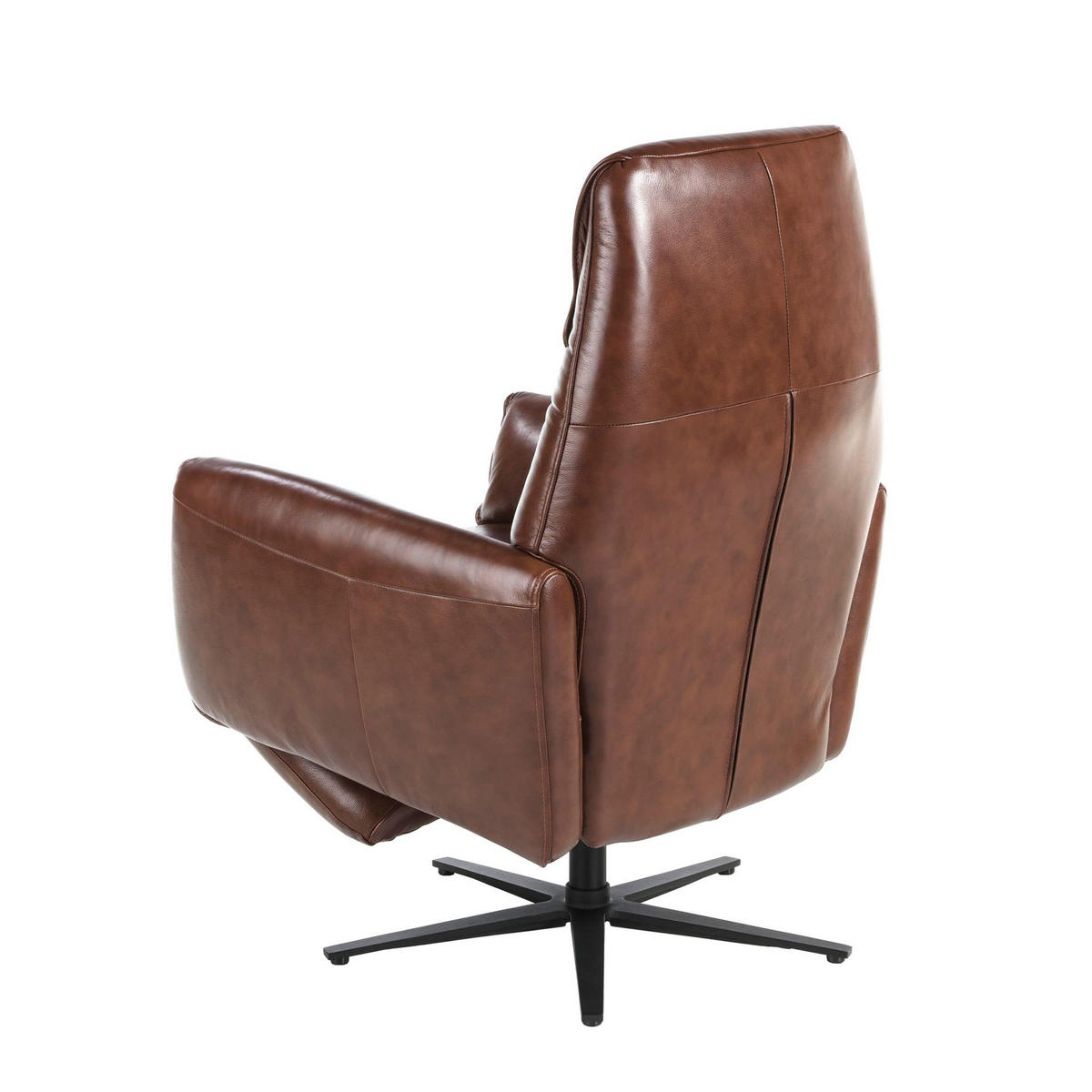 DREHSESSEL aus Leder, schokoladenbraun - Kastanienfarben/Dunkelbraun, Leder/Metall (79/108/83cm) - ANGEL CERDA