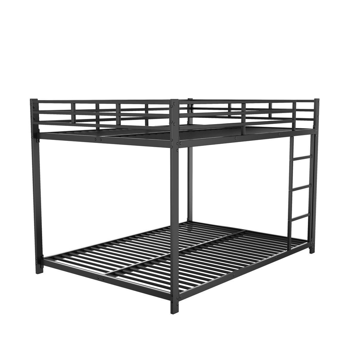 ETAGENBETT 140/200 cm Schwarz aus Metall mit Sicherheitsleisten - Schwarz, Metall (140/200cm) - OKWISH