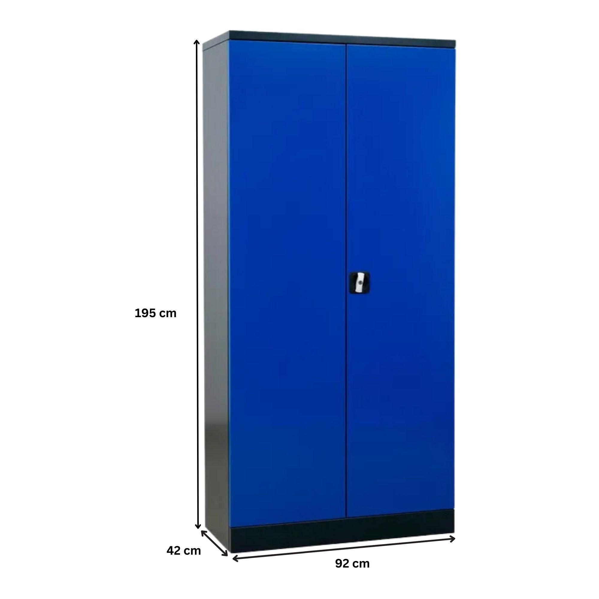 STAHLSCHRANK Bee mit 5 verzinkten Fachböden 195x92x42 cm Korpusfarbe Anthrazit Frontfarbe Enzianblau - Blau, Metall (92/195/42cm)