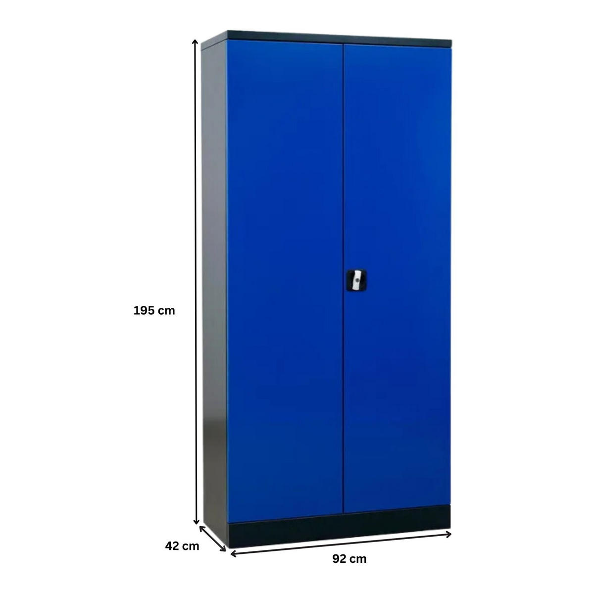 STAHLSCHRANK Bee mit 5 verzinkten Fachböden 195x92x42 cm Korpusfarbe Anthrazit Frontfarbe Enzianblau - Blau, Metall (92/195/42cm)