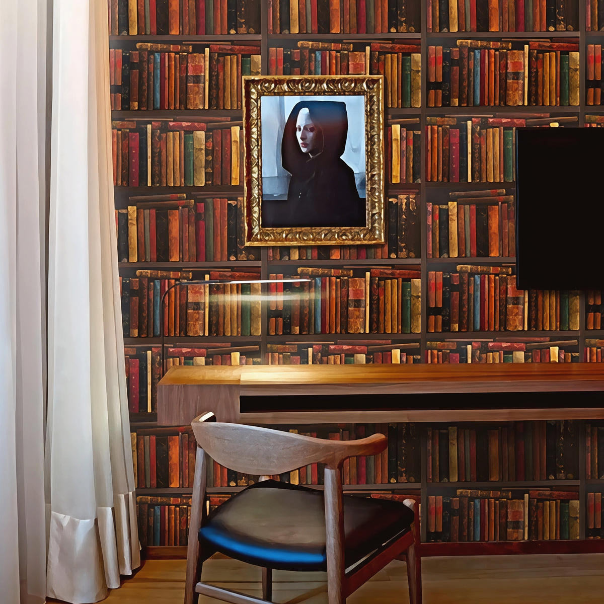TAPETE Bibliothek aus echtem Papier, 200x280cm, 8 Bögen - Braun, Papier (200/280cm) - WALLPAPERS4BEGINNERS