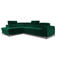 ECKSOFA Laurence mit Schlaffunktion & Bettkasten – 278 x 205 cm, verstellbare Kopfstützen - Grün, Kunststoff (278/205cm) - Wohnideebilder