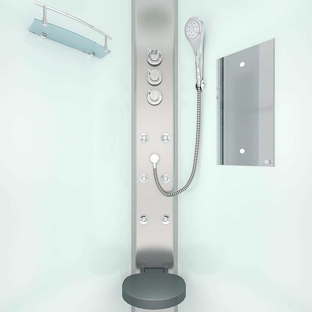 DUSCHE Fertigdusche D10-20M1-EC Weiß 100x100 - Weiß, Glas/Kunststoff (100/100/215cm) - AcquaVapore by Sandra Jentho